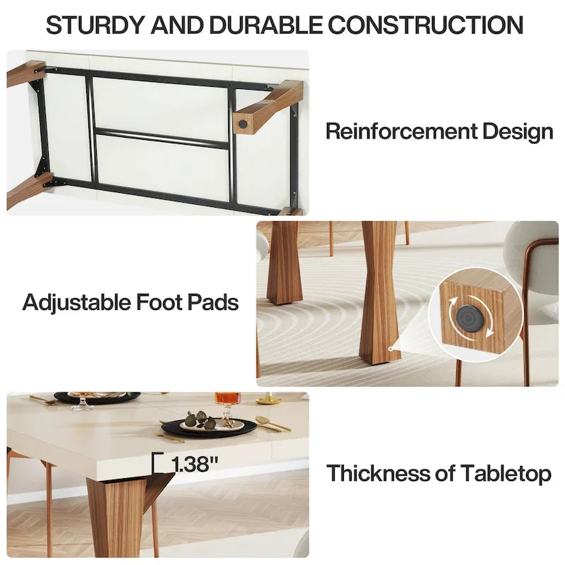 Grande table de salle à manger de 70,86 pouces pour 6 à 8 personnes, table de cuisine moderne