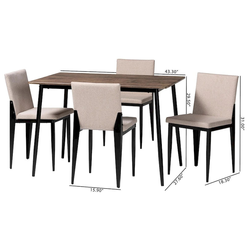 Ensemble de salle à manger Bishop Industrial Fabric and Metal de 5 pièces