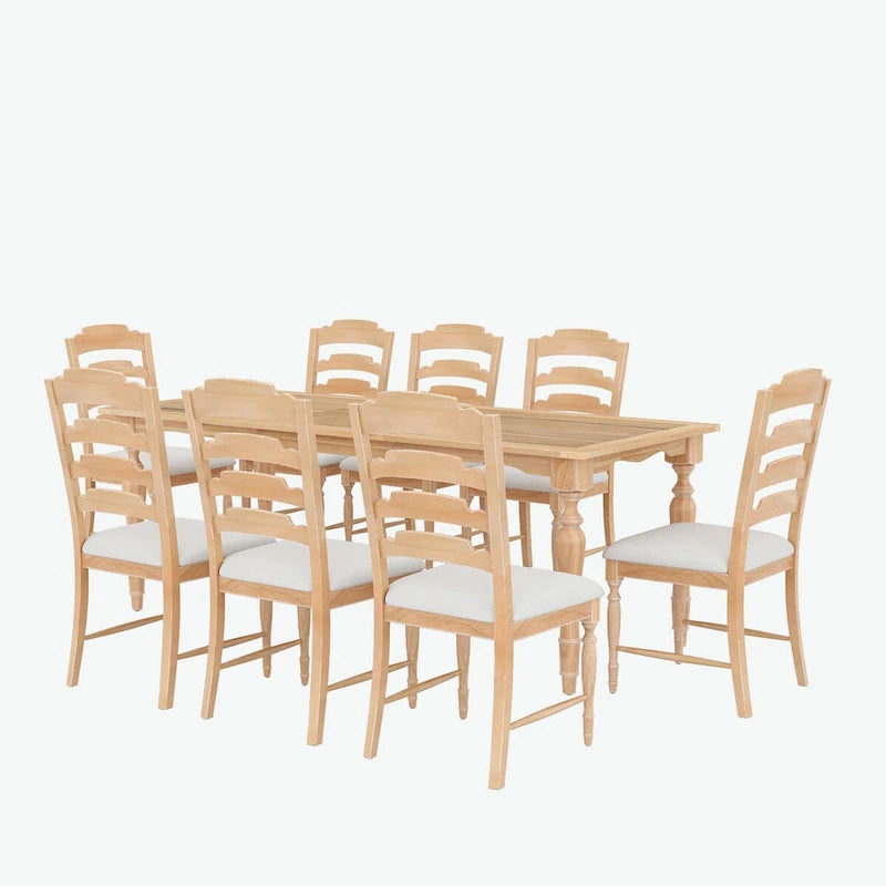 Ensemble de salle à manger extensible 9 pièces avec rallonge amovible et 8 chaises rembourrées