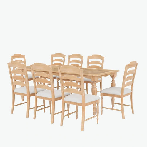 Ensemble de salle à manger extensible 9 pièces avec rallonge amovible et 8 chaises rembourrées