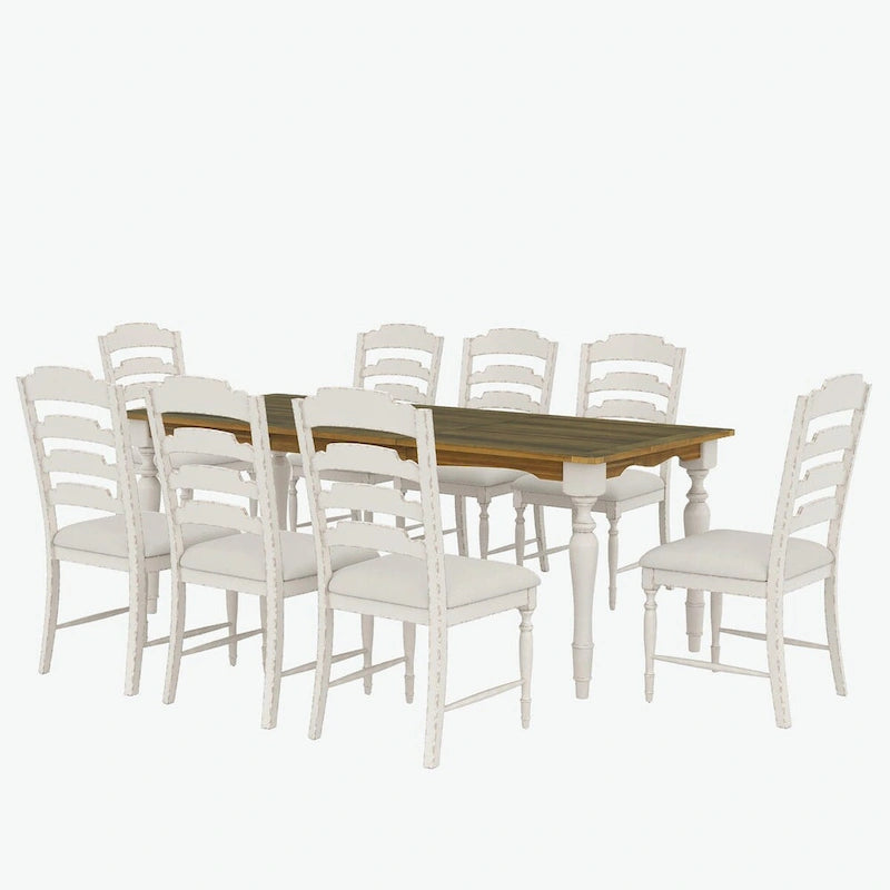 Ensemble de salle à manger extensible 9 pièces avec rallonge amovible et 8 chaises rembourrées