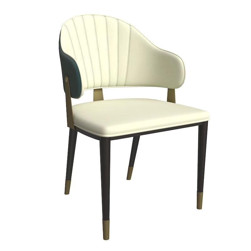 Chaise de salle à manger en cuir et fer avec accents dorés - Design moderne et ergonomique