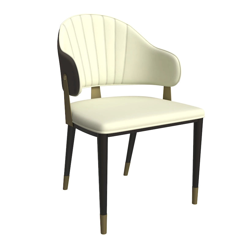 Chaise de salle à manger en cuir et fer avec accents dorés - Design moderne et ergonomique