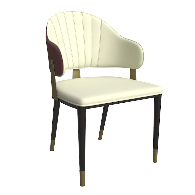 Chaise de salle à manger en cuir et fer avec accents dorés - Design moderne et ergonomique