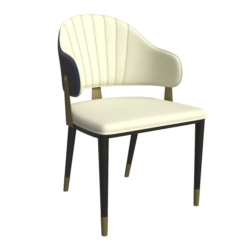 Chaise de salle à manger en cuir et fer avec accents dorés - Design moderne et ergonomique