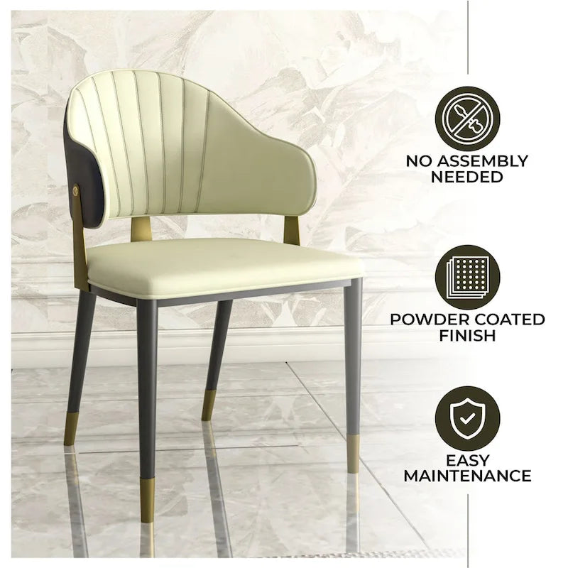 Chaise de salle à manger en cuir et fer avec accents dorés - Design moderne et ergonomique