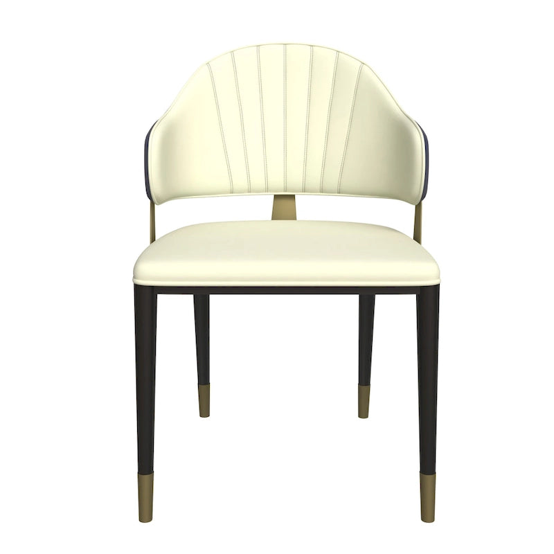 Chaise de salle à manger en cuir et fer avec accents dorés - Design moderne et ergonomique