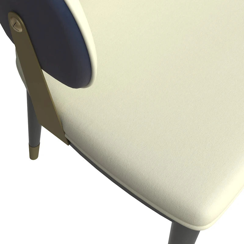 Chaise de salle à manger en cuir et fer avec accents dorés - Design moderne et ergonomique