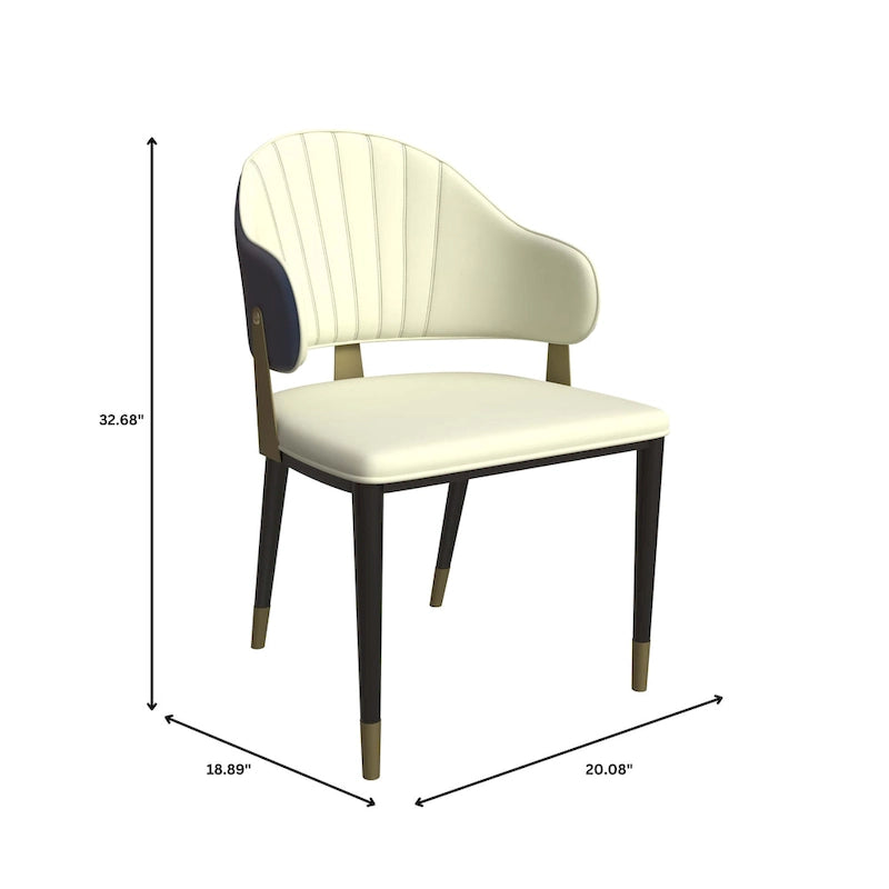 Chaise de salle à manger en cuir et fer avec accents dorés - Design moderne et ergonomique