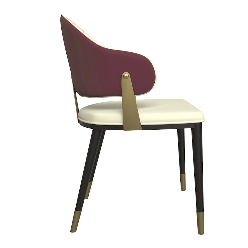 Chaise de salle à manger en cuir et fer avec accents dorés - Design moderne et ergonomique