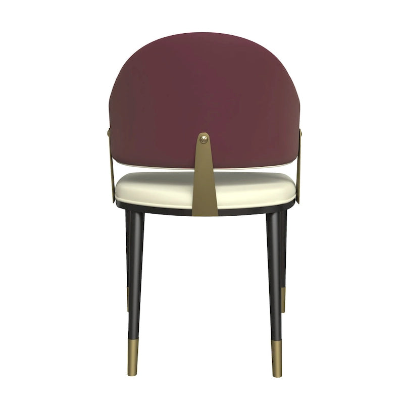 Chaise de salle à manger en cuir et fer avec accents dorés - Design moderne et ergonomique