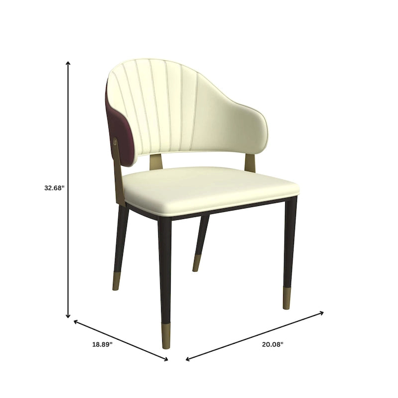 Chaise de salle à manger en cuir et fer avec accents dorés - Design moderne et ergonomique