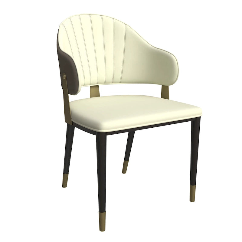 Chaise de salle à manger en cuir et fer avec accents dorés - Design moderne et ergonomique