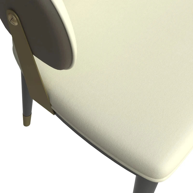 Chaise de salle à manger en cuir et fer avec accents dorés - Design moderne et ergonomique