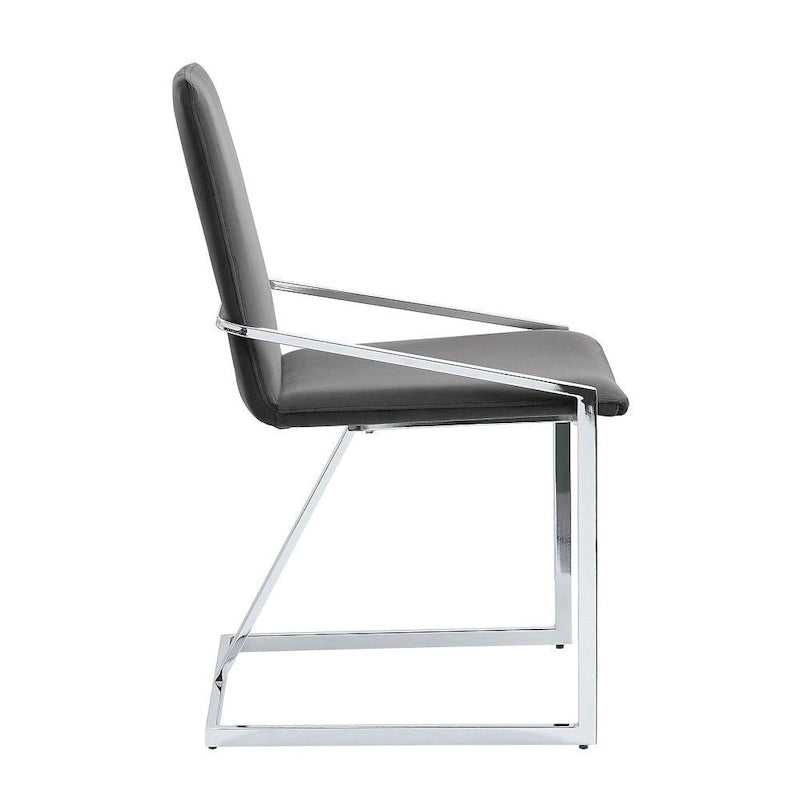 Lot de 2 chaises de salle à manger, 58,4 cm, en velours gris, piètement en métal chromé moderne