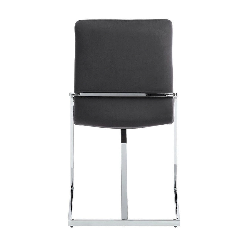 Lot de 2 chaises de salle à manger, 58,4 cm, en velours gris, piètement en métal chromé moderne