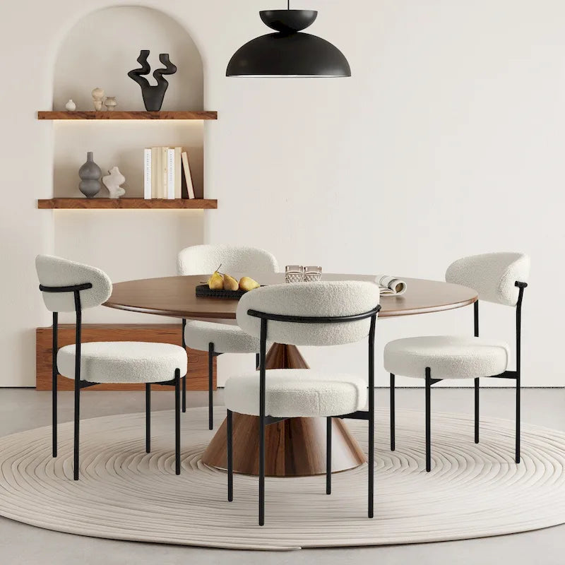 Chaise de salle à manger Bayville en métal avec dossier incurvé et revêtement en tissu (Lot de 4)