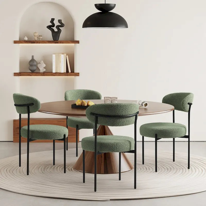 Chaise de salle à manger Bayville en métal avec dossier incurvé et revêtement en tissu (Lot de 4)