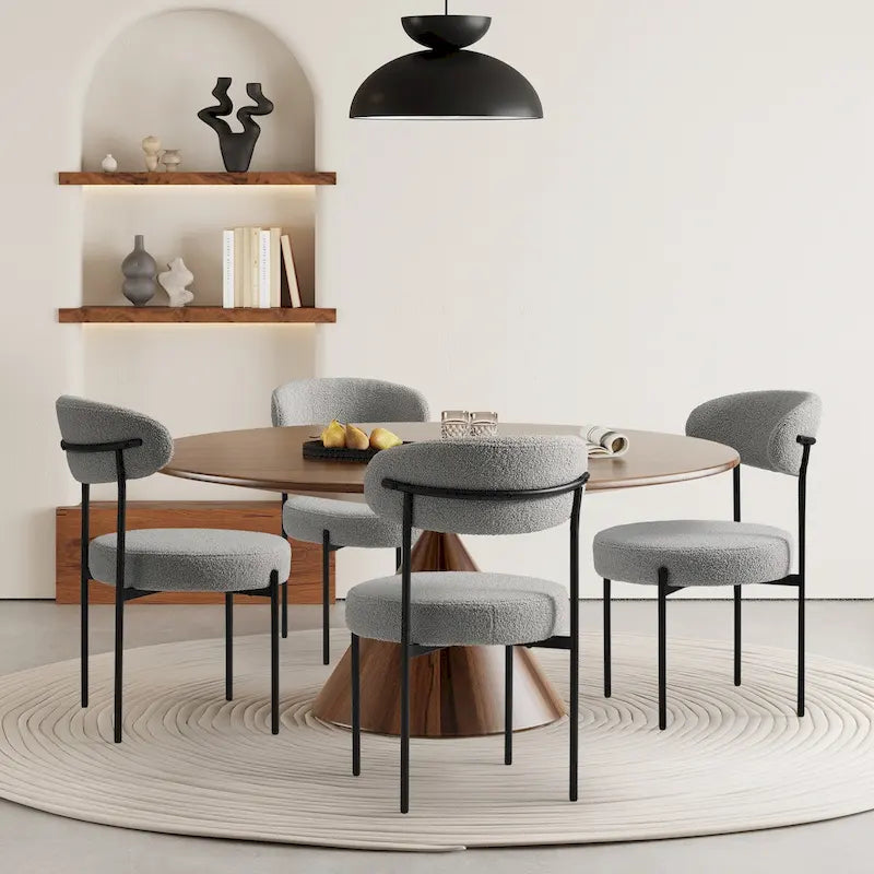 Chaise de salle à manger Bayville en métal avec dossier incurvé et revêtement en tissu (Lot de 4)