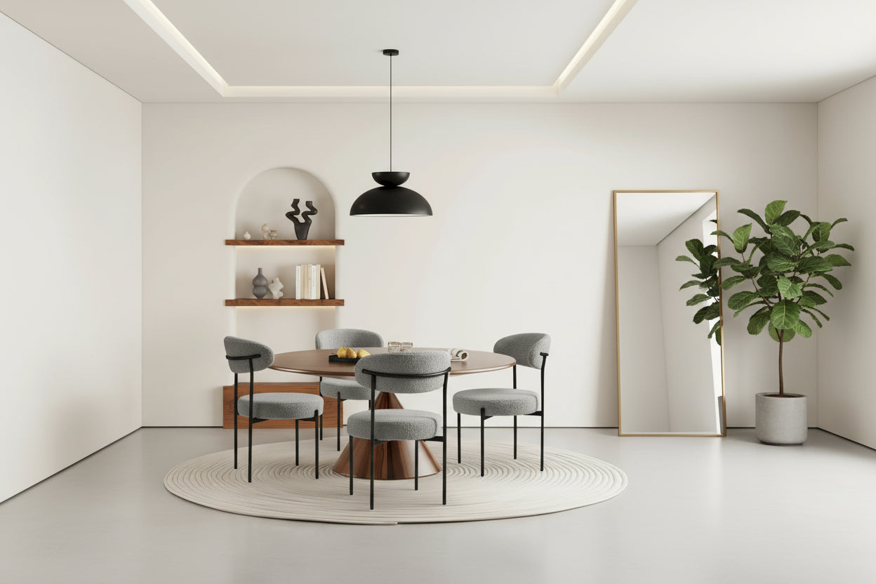 Bayville Mid-Century Curved Back Fabric Upholstered Metal Dining Chair (Set of 4)