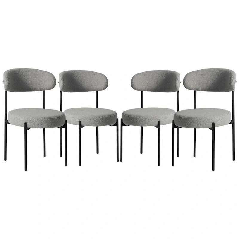 Chaise de salle à manger Bayville en métal avec dossier incurvé et revêtement en tissu (Lot de 4)