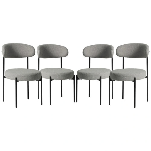 Chaise de salle à manger Bayville en métal avec dossier incurvé et revêtement en tissu (Lot de 4)