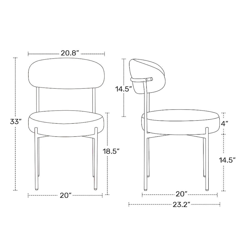 Chaise de salle à manger Bayville en métal avec dossier incurvé et revêtement en tissu (Lot de 4)