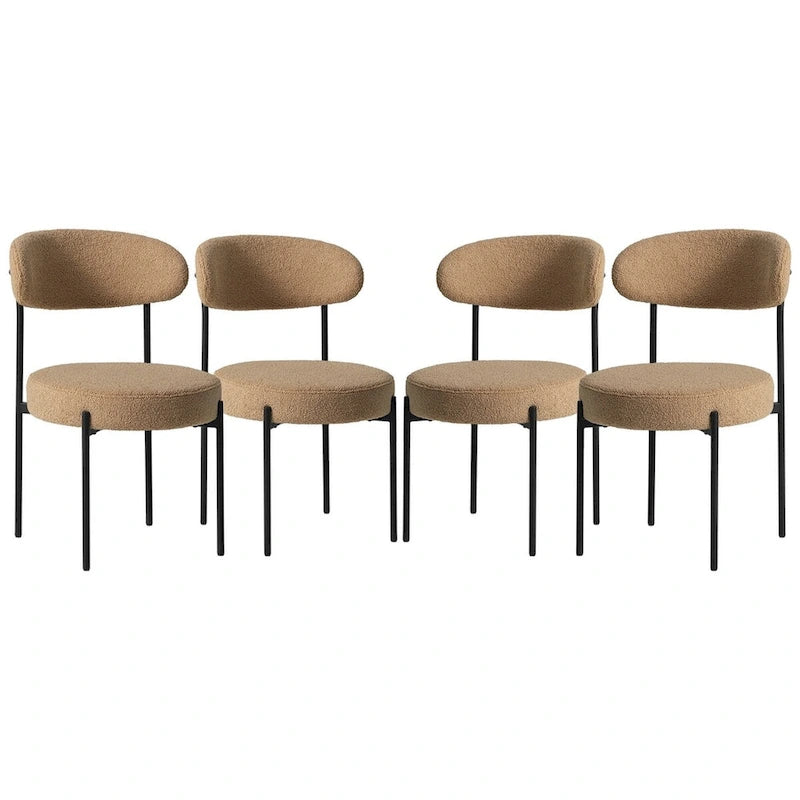 Chaise de salle à manger Bayville en métal avec dossier incurvé et revêtement en tissu (Lot de 4)