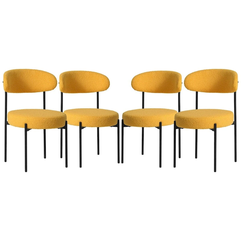 Chaise de salle à manger Bayville en métal avec dossier incurvé et revêtement en tissu (Lot de 4)