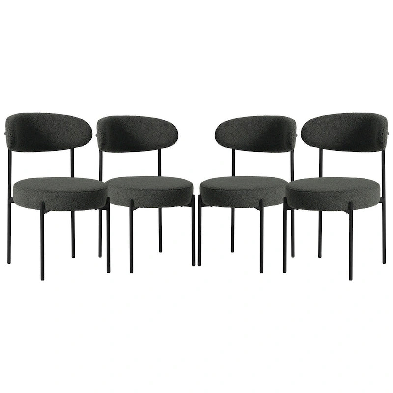 Chaise de salle à manger Bayville en métal avec dossier incurvé et revêtement en tissu (Lot de 4)