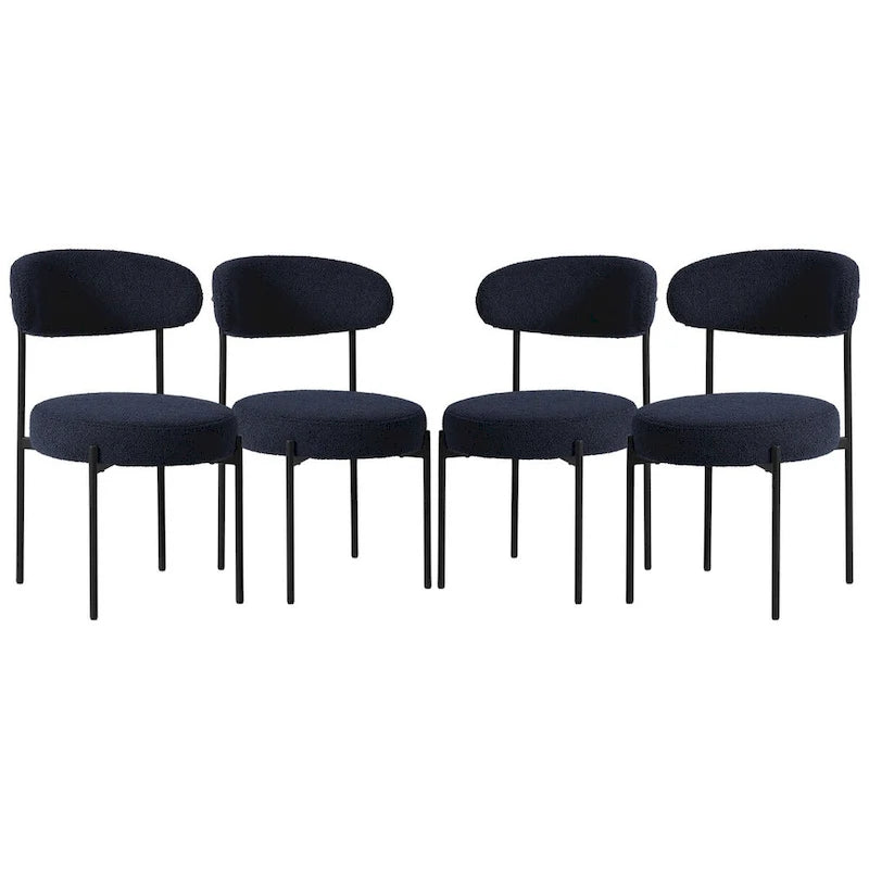 Chaise de salle à manger Bayville en métal avec dossier incurvé et revêtement en tissu (Lot de 4)