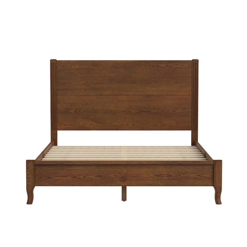 Lit plateforme en panneaux de bois massif avec tête de lit, lits doubles rustiques en bois, cadre de lit, mobilier de chambre à coucher