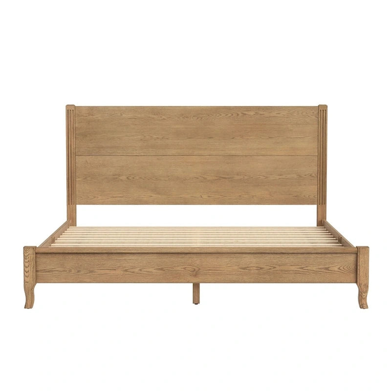Lit plateforme en panneaux de bois massif avec tête de lit, lits doubles rustiques en bois, cadre de lit, mobilier de chambre à coucher