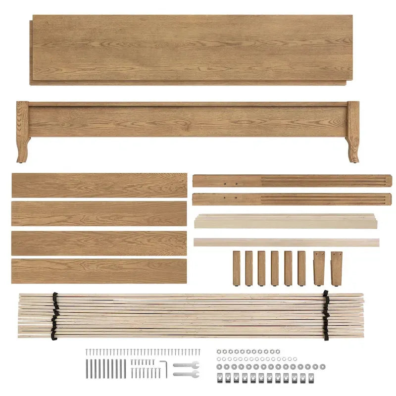Lit plateforme en panneaux de bois massif avec tête de lit, lits doubles rustiques en bois, cadre de lit, mobilier de chambre à coucher