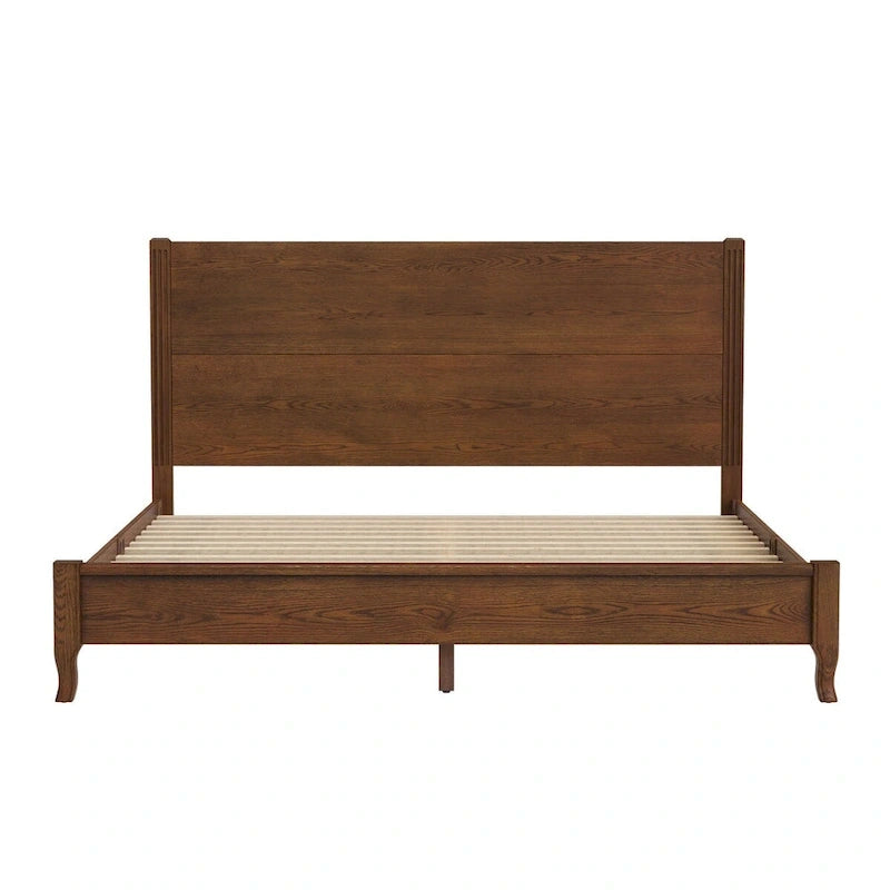 Lit plateforme en panneaux de bois massif avec tête de lit, lits doubles rustiques en bois, cadre de lit, mobilier de chambre à coucher