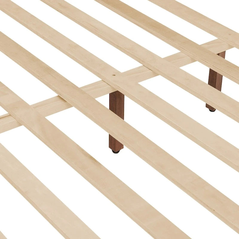 Lit plateforme en panneaux de bois massif avec tête de lit, lits doubles rustiques en bois, cadre de lit, mobilier de chambre à coucher