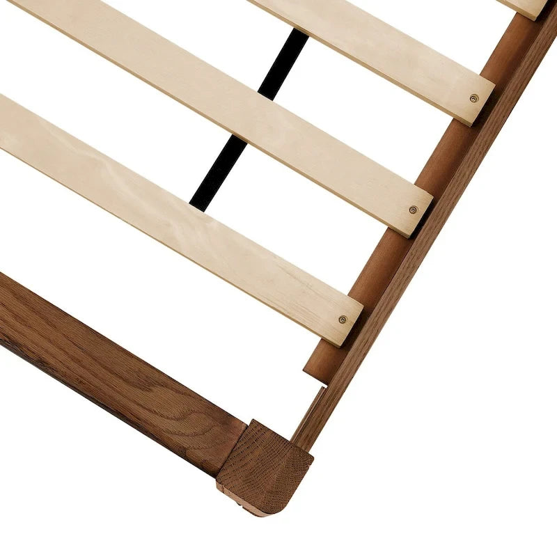 Lit plateforme en panneaux de bois massif avec tête de lit, lits doubles rustiques en bois, cadre de lit, mobilier de chambre à coucher