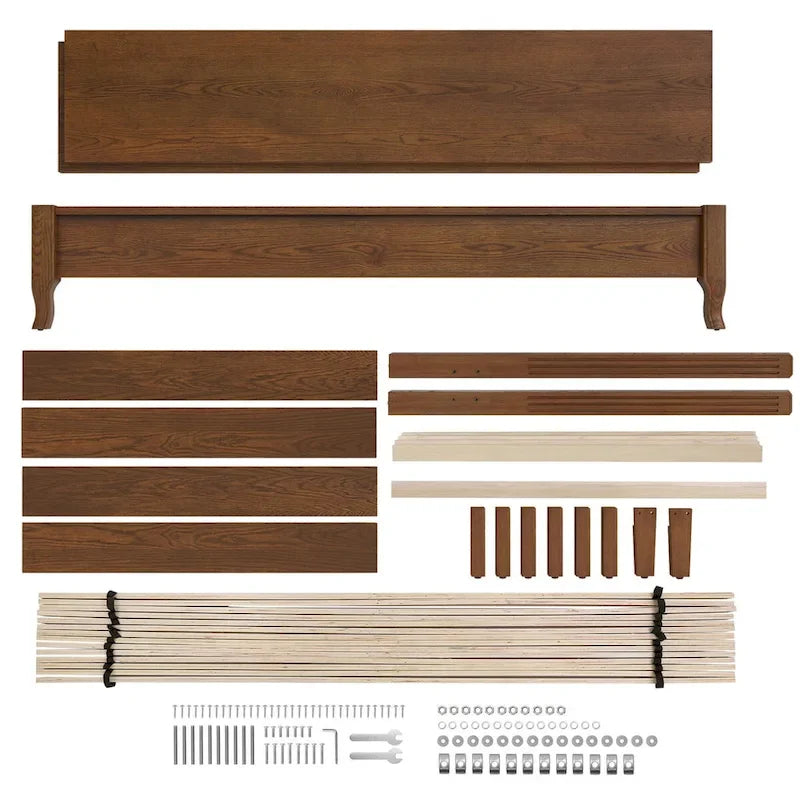 Lit plateforme en panneaux de bois massif avec tête de lit, lits doubles rustiques en bois, cadre de lit, mobilier de chambre à coucher