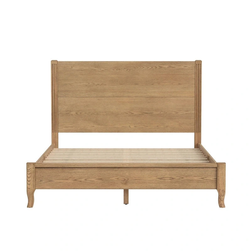 Lit plateforme en panneaux de bois massif avec tête de lit, lits doubles rustiques en bois, cadre de lit, mobilier de chambre à coucher